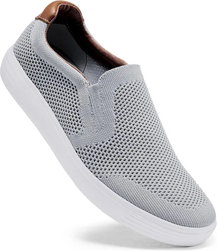 Vista 3 de konhill Zapatos deportivos sin cordones para hombre, mocasines de punto, informales, para caminar, conducir, trabajo, zapatos de espuma