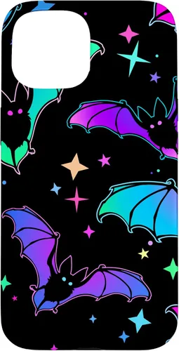 Vista 6 de iPhone 16 Gótico Bat Halloween Patrón Spooky Bats Lover Regalo en funda negra