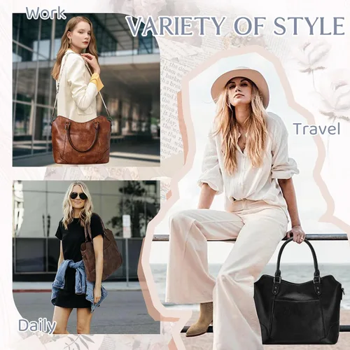 Vista 6 de RAVUO Bolso Hobo para mujer, bolso de mano de cuero vegano con asa superior, bolso de hombro elegante para mujer, bolso cruzado con correa
