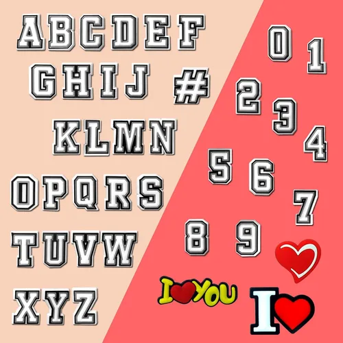 Vista 7 de XZYPLHJ Dijes de letras para decoración de zapatos, 74 letras + paquete de 6 dijes de corazón para zapatos, sandalias de zueco, decoración