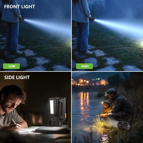 Vista 5 de VAVOFO Linterna LED recargable de 2000LM 10000mAh, linterna esencial de campamento, atenuación continua, IP66 impermeable, luz de larga duración