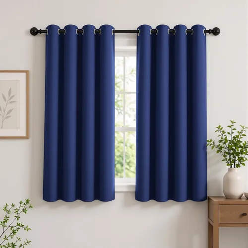Vista 108 de Cortinas de oscurecimiento de habitación de 45 pulgadas de largo para dormitorio y sala de estar, cortinas térmicas aislantes con ojales