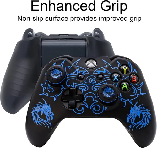 Vista 2 de Xbox-One Controller Skin, BRHE Anti-Slip Silicone Cover Protector Case Accessories Set for Microsoft Xbox 1 WirelessWired Gamepad Joystick with 2
