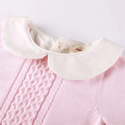 Vista 3 de Mameluco de punto con cuello de Peter Pan para bebé, ropa de una sola pieza, overol de ropa de bebé