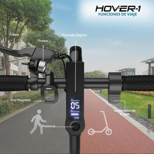 Vista 3 de [Usado] Hover-1 Journey. Patinete eléctrico de 14MPH, rango de 16 millas, carga de 5 horas, pantalla LCD, neumáticos de alta adherencia de 8.5 Negro