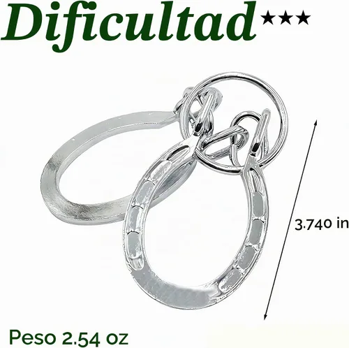 Vista 8 de MAGIKON Tradicional Brain Teaser, rompecabezas de herradura de metal clásico (plata, normal)