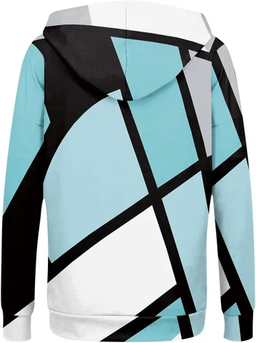 Vista 3 de ROKIACDE Abrigo para mujer de moda, sudaderas Y2K con cremallera completa, abrigos con capucha 2023 con capucha y bolsillos, color azul