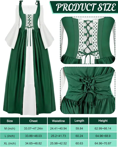 Vista 4 de Jeyiour Conjunto de accesorios de disfraz de hada renacentista para mujer, disfraz medieval con orejas de elfo y diadema