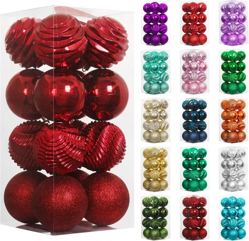 Vista 40 de XmasExp Juego de 24 mini esferas de Navidad inastillables para bolas de árbol de Navidad, 1.18 pulgadas (negro)