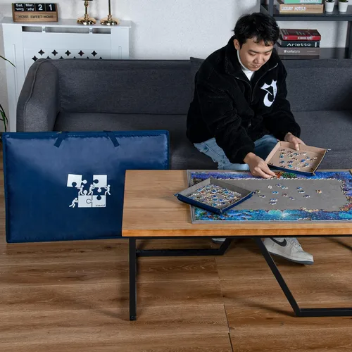 Vista 6 de Lavievert Tablero de rompecabezas de 1000 piezas con funda acolchada, funda portátil con 4 bandejas de clasificación y tabla desmontable