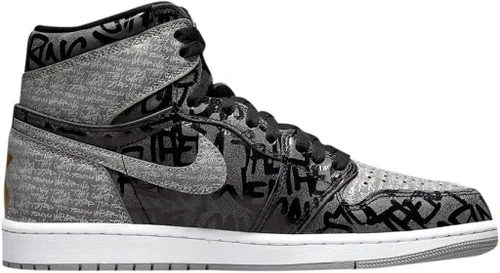 Vista 2 de Men's Jordan 1 Retro High OG Rebellionaire BlkWht-Particle Grey (555088 036)