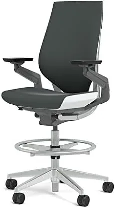 Vista 18 de Steelcase Gesture 442 - Taburete de tela berenjena, respaldo envuelto, marco ligero