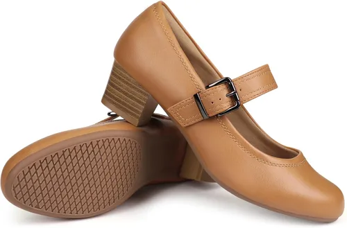 Vista 5 de Ortho+rest Zapatos Mary Janes para juanetes, zapatos de vestir ortopédicos, tacones bajos y gruesos, bombas de trabajo