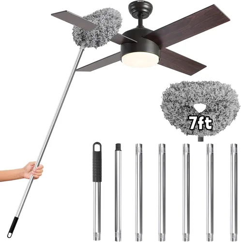 Vista 10 de DRQ Limpiador de ventilador de techo con poste de extensión de 13-48 Gris