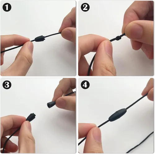 Vista 6 de 30 juegos de cierres de seguridad separables, conectores de barril de cuentas de plástico con cordones de nailon negro de 98.4 ft, cables de nailon