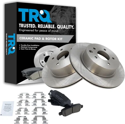 Vista 148 de TRQ Juego de pastillas de freno y rotor de cerámica trasera compatible con Honda Accord V6 1998-02 3.0L con frenos de disco traseros 02-06 Acura RSX