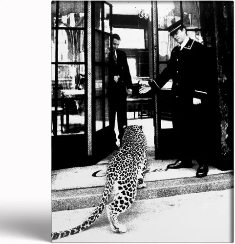 Vista 27 de Impresión de guepardo en el espejo, impresión de fotografía en blanco y negro, leopardo vintage en blanco y negro, fotos de espejo con aspecto