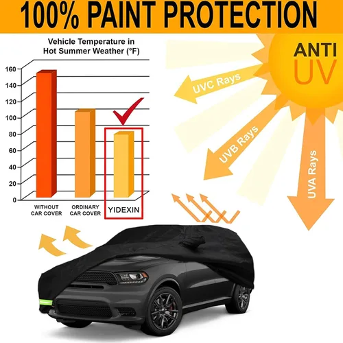 Vista 6 de Funda impermeable de automóvil para Dodge Durango 2011-2026, funda 190T, ajuste personalizado, correa 100% impermeable a prueba de viento