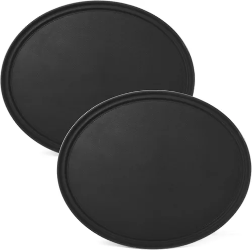 Vista 14 de CURTA Paquete de 2 bandejas antideslizantes de grado restaurante, NSF, ovalada de 19 x 23 pulgadas, bandeja de servir de plástico con forro de goma