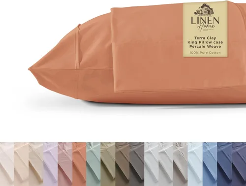 Vista 47 de Fundas de almohada 100% algodón percal con encaje fluer tamaño Queen/estándar, color blanco, 2 piezas de fundas de almohada, ropa de cama fuerte