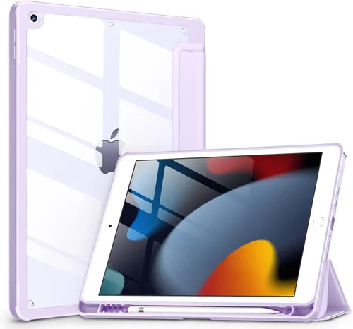 Vista 8 de VIKESI - Funda para iPad de 9ª / 8ª / 7ª generación de 10.2 pulgadas (lanzada en 2021/2020/2019), parte trasera transparente, cubierta de marco