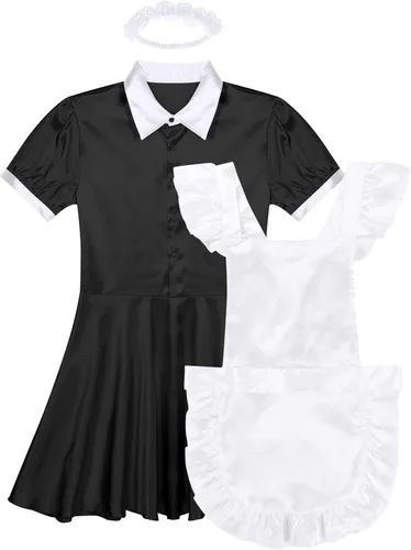 Vista 3 de Daenrui Vestido de cosplay de satén brillante para hombre, ropa de dormir