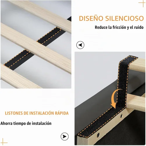Vista 8 de PaPaJet Marco de cama de terciopelo Queen con cabecera de ala de 49.2 Gris