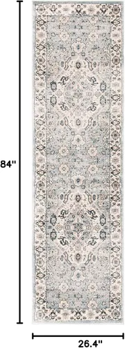 Vista 117 de SAFAVIEH - Colección Isabella, alfombra decorativa - 2'2" x 5', azul y crema, diseño oriental, no desprende pelusa y fácil cuidado, ideal para áreas