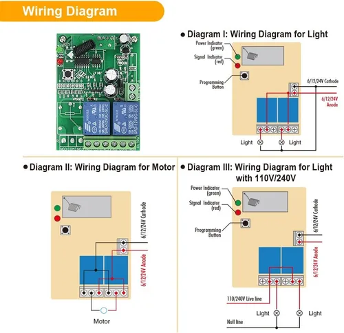 Vista 9 de eMylo DC 12V 2CH RF Relé inteligente Control remoto inalámbrico interruptor de luz puerta de garaje Abridor remoto 433Mhz transmisor con receptor