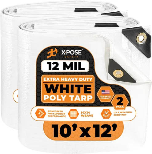 Vista 143 de Xpose Safety Lona protectora de polietileno plateado resistente de 5 x 7 pies - Funda protectora multiusos - Duradera, resistente al agua
