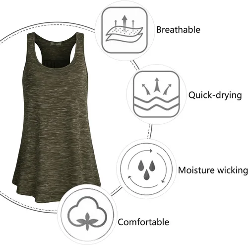 Vista 4 de Cestyle - Camiseta sin mangas para mujer, cuello redondo, corte holgado, para entrenamiento