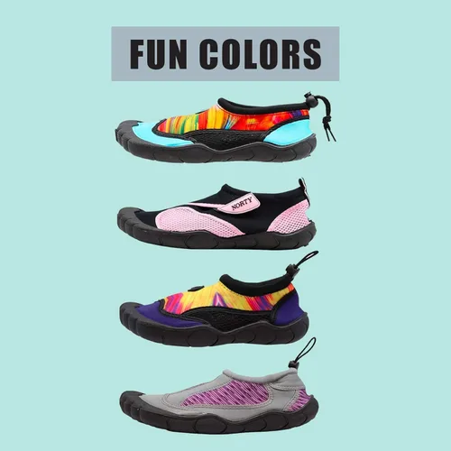 Vista 4 de NORTY Zapatos acuáticos para mujer, calcetines de natación acuáticos, para playa, barco y piscina, diseño descalzo Skeletoe, esenciales