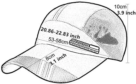 Vista 4 de Gorra de béisbol de malla unisex antiUV de secado rápido para pesca, senderismo, montaña.