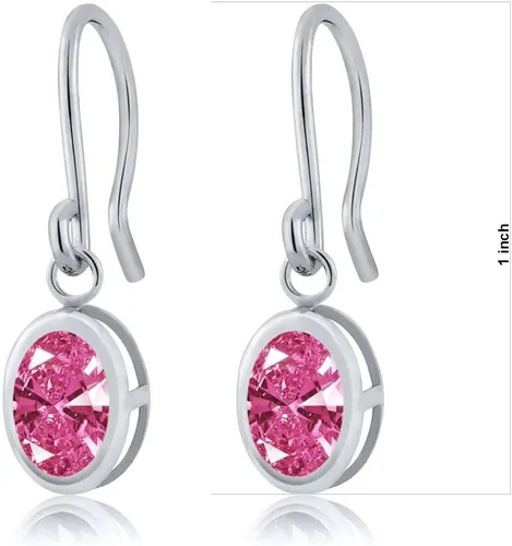 Vista 38 de Gem Stone King Aretes colgantes de plata de ley 925 de 0.276 x 0.197 in con piedra natal ovalada de alambre francés para mujer