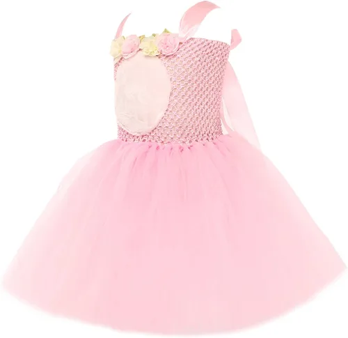 Vista 3 de Adorable vestido de conejo de Pascua rosa para niñas pequeñas, vestido de princesa de conejo, orejas de conejo de peluche, carnaval, princesa