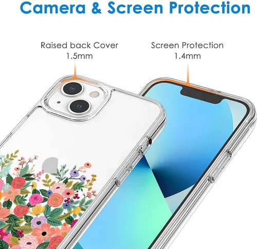 Vista 2 de Funda compatible con iPhone 15 Plus, diseño estético floral colorido de flores, jardín, fiesta, a prueba de golpes, suave TPU para mujeres y hombres