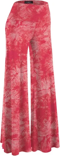 Vista 11 de Made By Johnny MBJ - Pantalones Palazzo de pierna ancha sólidos y teñidos con técnica batik, cómodos y casuales para mujer (XS~5XL)