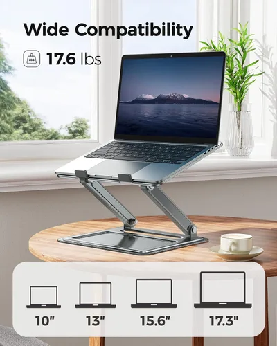 Vista 4 de LORYERGO Soporte ajustable para laptop portátil, para laptops de 17.3 pulgadas, soporta hasta 17.6 libras, postura ergonómica y disipación de calor