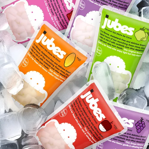 Vista 9 de Jubes Mango Nata De Coco Jelly Cubes 12.7 oz – Cubos de gelatina de coco y mango para sagú – Gel de coco en ingredientes de jarabe para té