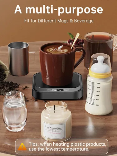 Vista 6 de LAOION Calentador de tazas – Calentador de taza de café de 40 W para escritorio con apagado automático, calentador de velas eléctrico inteligente