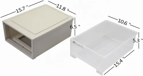 Vista 2 de Obstnny Paquete de 2 cajones de almacenamiento de plástico, cajón apilable