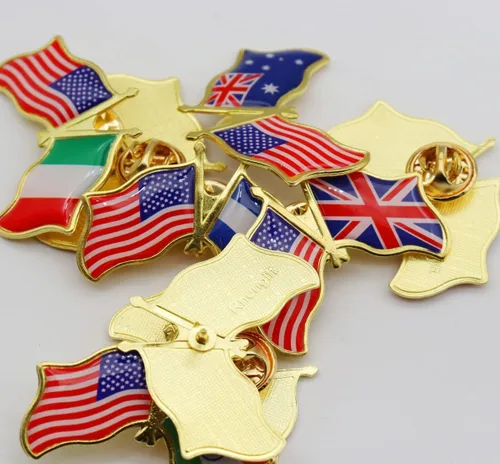 Vista 6 de Paquete de 61250100 pines de bandera de la amistad de Estados Unidos e Israel a granel -1.5 pulgadas Patriotic USA Support Israeli Pin Badge