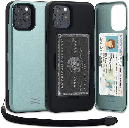 Vista 8 de TORU CX PRO - Funda tipo cartera para iPhone 12 Pro/iPhone 12 Funda protectora a prueba de golpes resistente con tarjetero oculto y ranura
