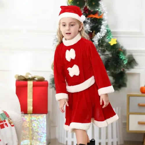 Vista 5 de IKALI Kids Holiday Santa Claus Costume Christmas Dress Holiday Party Dress-up Outfit for Boys Girls Children