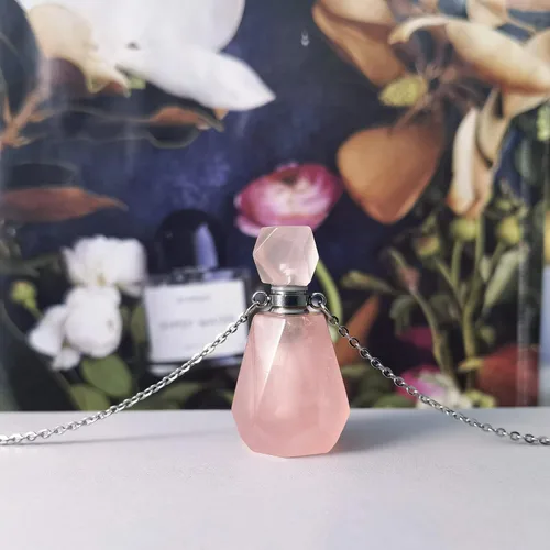 Vista 56 de Perfume Bottle Necklace Heart Shape, Amethyst Necklace Healing Crystal for Women, Essential Oil Diffuser Bottle Necklace Jewelry for Liquid