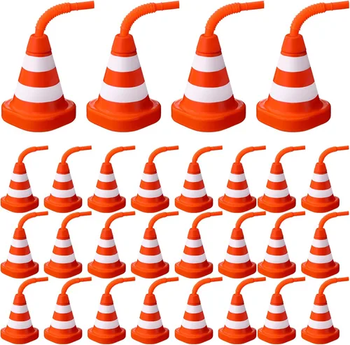 Vista 7 de Sawysine Paquete de 8 tazas de cono de construcción con pajitas, juego
