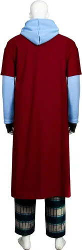 Vista 3 de TAKERLAMA Disfraz de hombre para adultos, casual, abrigo con capucha, pantalones, guantes, traje de Halloween, fiesta temática, cosplay, conjunto