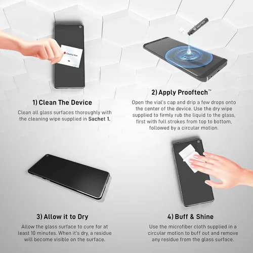Vista 4 de ProofTech Protector de pantalla de vidrio líquido para todos los smartphones, tabletas y relojes, nanoprotección para hasta 4 dispositivos, botella