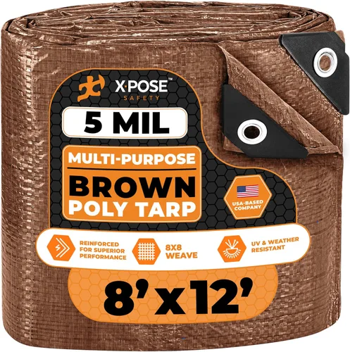 Vista 36 de Xpose Safety - Lona de polietileno ligera azul – Funda protectora multiusos, paño de goteo – duradero, impermeable, resistente a la intemperie