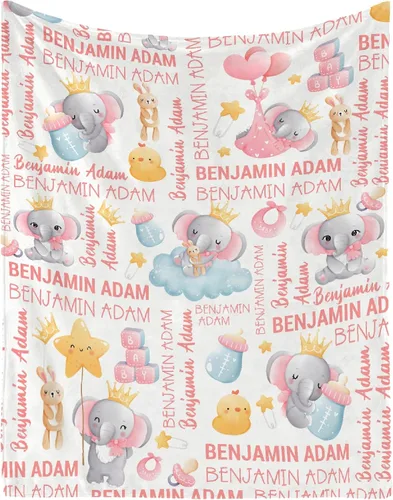Vista 12 de Manta personalizada con nombre de bebé, dinosaurios, regalo para bebés y niñas, manta de franela suave para recién nacidos, manta cómoda y acogedora